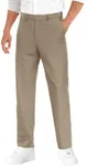 COOFANDY Men's Casual Pant Straight Classic Fit Slacks Waistband Waist Flat Front Trouser Dark Khaki