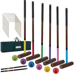 SpexDarxs 28’’ Six Player Croquet Set, Croquet Set with Premium Wooden Mallets|Colored Balls|Wickets|Stakes|Carrying Bag, Classic Family Game for Outdoor Backyard Lawn
