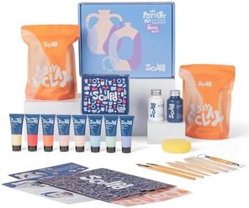 Sculpd - The Original Pottery Starter Kit - Complete Air Dry Clay + Painting Beginner Set for 2 Adults: Includes Sculpting Tools, Acrylic Paint, Brushes, Easy Guide, Video Tutorial & More