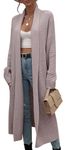 Women Long Sleeve Duster Cardigans Open Front Oversized Maxi Sweater Winter Warm Knitted Kimono Jacket Coat Casual Draped Shawl Neck Cardigans with Pockets