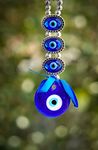 DT DECTONE Plastic Turkish Evil Eye Nazar Battu Hanging For Home And Car Protection And Prosperity 3 (Eyes), Multicolour, Pack Of 1