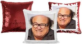 Print Maniacs Danny Devito Reversible Face Sequin Pillow Cushion (Cover + Filling)