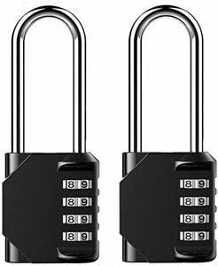 NUZAMAS Pack of 2 Heavy Duty Extra Long Shackles Combiniation Padlock - 4 Digits Padlock - Zinc Alloy for Corrosion Resistance - Weatherproof Keyless-Lock for Home, School & Garage Locker-Black