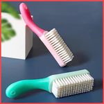 wolpin Polypropylene Bathroom Cleaning Brush (Pack Of 2) Shoe Brush Multipurpose Washbasin Brush Sliding Door Cleaning With Grip Handle, Pink & Green