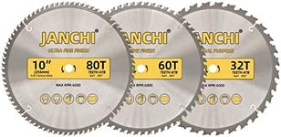 3-Pack Combo 10-Inch 32T & 60T & 80T Woodworking Saw Blades with 5/8" Arbor, 095" Thin Kerf Alternating Top Bevel Tungsten Carbide Teeth Miter/Table Saw Blade Ideal for Various Woods Cutting