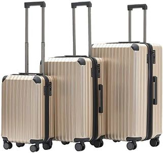 Münicase M816 TSA-Schloß Koffer Reisekoffer Trolley Kofferset Hardschale Boardcase Handgepäck (Champagner, 3tlg. Kofferset)
