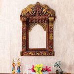 Medieval Arts Solid Wood Hand Painted Jharokha (Multicolor 4) 36 Inch, Medium