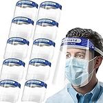 sb components Safety Face Shield Full Protection Wide Visor Resistant Spitting Anti-Fog Lens Lightweight Adjustable Transparent Face Shield Unisex 10 pcs