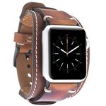 VENOULT Chocolate Brown Leather iWatch Cuff Band Compatible Apple Watch Strap 45mm 44mm 42mm 41mm 40mm 38mm Bull Strap Made by First Class Genuine Leather