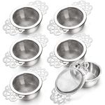 Mezchi 6 Pack Tea Strainers with Drip Bowl, 2.5 Inch Tea Filters for Loose Leaf Tea, Stainless Steel Fine Mesh Tea Infuser with Handle for Loose Tea Single Cup Single Cup, Sliver