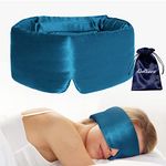 iCooBreeze Silk Eye Mask for Women for Men,Sleep Eye Masks,Eye Mask for Sleeping Silk,Blackout Eye Covers Adjustable,Skin Friendly Large Size, Soft Pressureless,1pc, Vivid Blue