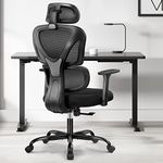 KERDOM Office Chair Ergonomic Desk Chair, office chairs for home Office With Adjustable Headrest and 3D Armrest - 130° Rocking Mesh Computer Chair 9070 Black