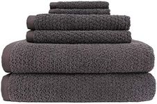 Everplush Diamond Jacquard 6 Pieces Bath Towel Set, Charcoal