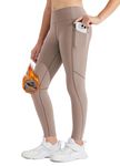 Willit Girls Fleece Lined Leggings Pants with Pockets Water Resistant Thermal Tights Warm Pants Rose Taupe M