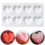 Diamond Heart Silicone Cake Mold, BREEZO Baking Pan Mold for DIY Cake Mousse Dessert 3D Love Heart Shape Cake Mould, Non-Stick Candy Fondant Ice Cream Soap Jelly Molds (8-Cavity)