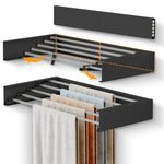 LIENAHU Drying Rack Clothing,Laundry Drying Rack Collapsible,Wall Mounted Clothes DryingRack, Laundry Rack Wall Mount,Retractable Clothing Rack,Folding Clothes Rack,5 Aluminum Rods, (Black - 30")