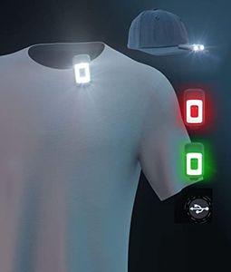 Yls Clip On Running Light, 5 Lighting Modes LED Running Flashlight Portable Weatherproof Hat Light Rechargeable Night Running Lights Lightweight Hat Clip Light for Running Camping Hiking Jogging