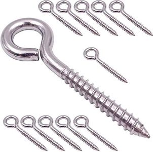 24 Pack, 3-1/5 Inch 304 Stainless Steel Eye Shape Screws Metal Hook, Heavy Duty Hanging Hooks Eyelet Screws Bolt for Yoga & Brazilian Hammocks, Swing Chair, M6 Screw (Style B)