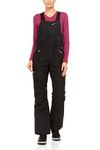 Swiss Alps Womens Water Resistant Breathable Ski Bib Pants with Pocket, Deep Black, Medium