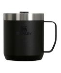 STANLEY Stay-Hot Camp Mug 12 oz | Press Fit Drink Through Lid | Cup for Coffee, Tea and Drinks | Insulated Stainless Steel Coffee Mug | BPA-Free | Black 2.0