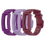 EEweca 3-Pack Bands Compatible with Fitbit Ace 2 Replacement Strap for Kids (Purple, Lilac, Sangria)