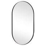 ANDY STAR Black Oval Mirror, 20x33’’ Oval Black Mirror Stainless Steel Metal Pill Mirror for Bathroom, Entryway, Living Room, Contemporary 1" Deep Set Design Wall Mount Hang Vertical or Horizontal