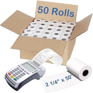 Razuvo 2 1/4" x 50' Thermal Paper Rolls (50 Rolls), BPA Free Receipt Paper, 58mm Thermal Receipt Paper Fits Mini POS Thermal Printer, Square Terminal Paper for Small Businesses