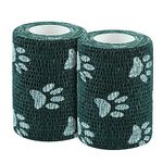 A-TAPE Breathable Self Adhesive Cohesive Bandage for Humans & Pets (Dogs, Cats, Birds) –Sports, Wrap, Athletic, Non Woven First Aid Medical, Swelling (7.5 cm X 4.5 mtr, Pack of 2) Dark Green Paw