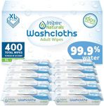 Inspire Naturals 99.9% Water Based Wet Wipes For Adults | Plastic Free Adult Wipes Extra Large Unscented | Disposable Washcloths For Adults Incontinence Body Wipes Elderly (99.9% Water 400 Ct)