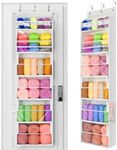 Yecaye Hanging Yarn Storage Organizer with 6 Zippered Closure Compartments, Large Capacity Dustproof Yarn Storage with Clear Full-Front PVC, Door Organizer Hanging for Bedroom Closet, Pearl White