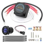 Kemimoto Dual Battery Smart Isolator Kit, 12V 140Amp Voltage Sensitive Relay VSR & Digital Double Voltmeter Monitor & Wiring Cable Kit, Battery Automatic Charger for UTV ATV RV Car Truck Marine Boat