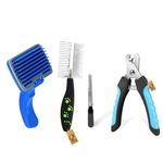 Foodie Puppies Pet Grooming Accessories Combo for Dogs & Puppies (Blue Slicker/Nail Clipper/Paw Dual Comb)