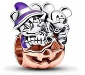 Disney Mickey Mouse & Minnie Mouse Halloween Pumpkin Charm 925 Sterling Silver Charm Compatible with Pandora Charms,and Many Other UK Charm Bracelets.