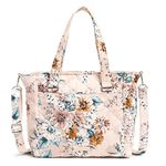 Vera Bradley Women's Performance Twill Multi-Strap Shoulder Satchel Purse Handbag, Peach Blossom Bouquet, One Size