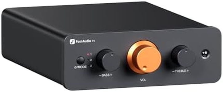 Fosi Audio P4 Mini Preamp with 3 RCA Inputs, Home Audio Stereo Pre amp for Amplifier/Active Subwoofer/Speakers, Preamplifier with 3-Level Adjustable Gain 3/6/9 dB, Bass and Treble Control