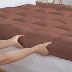 AVI Luxury Soft 5D Spiral 2500 GSM Microfiber Twin XL Bed Mattress Topper, Extra Thick 3 Inch Mattress Padding, Cooling Breathable Cotton Pillow Top with Elastic Bands, (Brown, 48x78 Inch)