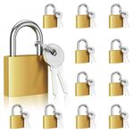 12 Pack Small Lock with 2 Keys, 25mm Solidbrass Padlock for Travel Bags, Toolbox, Hasp Storage, Gym Locker Lock, School Locker Lock, Shed Lock, Sturdy Gate Locks for Outdoor Fence Weatherproof