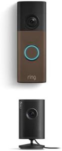 Ring Battery Doorbell (newest model), Matte Mocha with Indoor Cam Plus, Black