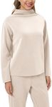 ODODOS Women's Modal Soft Mock Neck Pullover Long Sleeve SweatShirts Relaxed Casual Tops, Ivory, Small