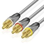 TNP Premium RCA Cable 3 Plus 3 RCA to RCA Male to Male AV Cable, 15 Feet RCA Composite Audio Video Cables, Coaxial Subwoofer to Video, Gold-Plated RCA Adapter Cord RCA Connector Plug