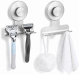 Fenas Suction Cup Razor and Shaver Holder for Shower Wall, Stainless Steel Reusable Suction Hook for Towel and Loofah, Damage-Free Installation (2, Brushed Nickel)