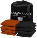 Play Platoon Weather Resistant Cornhole Bags - Set of 8 Regulation Corn Hole Bean Bags - Burnt Orange & Black - Durable Duck Cloth Corn Hole Bags for Tossing Game, Includes Tote Bag