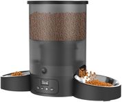 Automatic Cat Feeder for 2 Cats, 3L Food Dispenser SURDY Auto Cat Feeder with 2 Stainless Bowls, 10s Meal Call Dual Power Supply and Timer Setting 12 Portions 6 Meals Per Day for Cats and Dogs