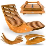 CASARIA® JAVA Rocking Wooden Garden Lounger 195x60x93cm | FSC®-Certified Acacia Wood Weatherproof Outdoor Furniture | Foldable Ergonomic Rocker Swing Chair Brown | 160kg Capacity