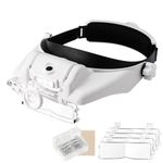 LED Head Magnifying Glasses Visor with Light Headband Magnifier Loupe Hands-Free for Close Work, Eyelash Extension, Sewing, Crafts, Reading, Repair, Jewelry(1.5X to 13.0X)