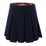 Bienzoe Girls School Uniform Skirt: Kids Adjustable Waist Stretchy Skort Navy 14