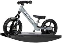 Strider 12” Sport Bike (Matte Gray) + Rocking Base - Helps Teach Baby How to Ride a Balance Bicycle - for Kids 6 Months to 4 Years - Easy Assembly & Adjustments