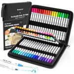 Shuttle Art Dual Tip Brush Pens Art Markers, 70 Colors Fine and Brush Dual Tip Markers Set in Portable Case with 1 Coloring Book for Adult Artist Coloring Calligraphy Journal Doodling Writing