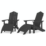 vidaXL Anthracite Garden Adirondack Chairs with Footstools, Weather-Resistant HDPE Material, Outdoor Patio Garden Seating with Comfortable Design