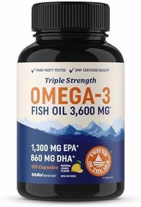 Triple Strength Omega 3 Fish Oil | 3600 mg EPA & DHA | Over 2100mg of Omega-3 Fatty Acids | Heart and Cognitive Support | 1300mg EPA + 860mg DHA | Premium Burpless Softgel (120 Ct)
